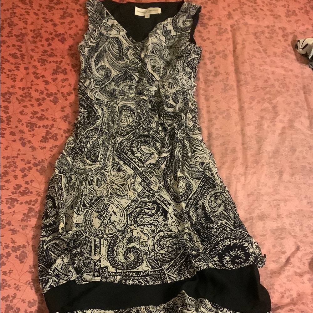 Elegant Black and White Paisley Dress